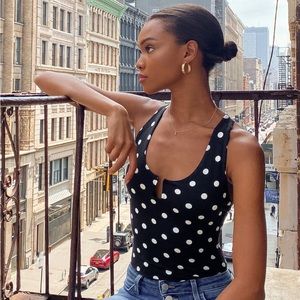 NWT black & white polka dot bodysuit